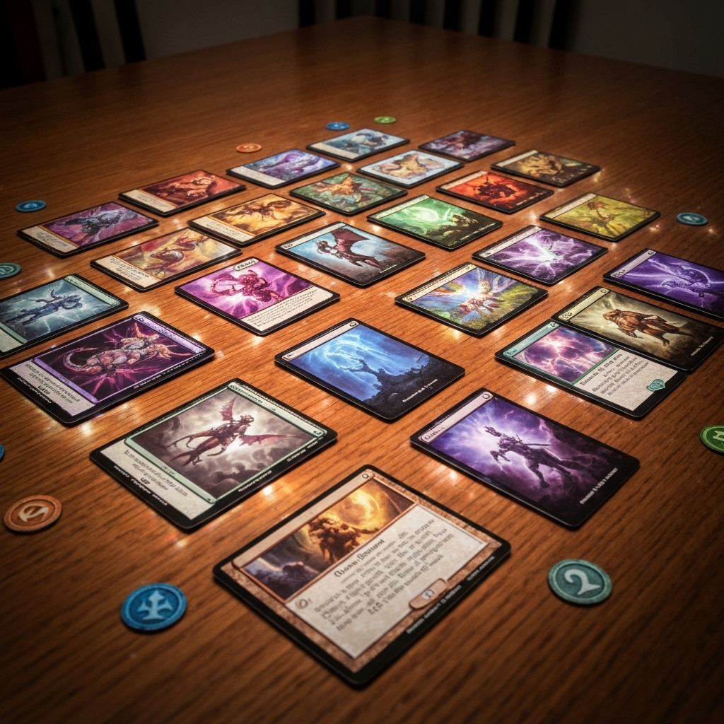 TCG cards on a table